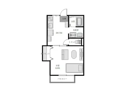 ファミールハウス(1DK/2階)の間取り写真