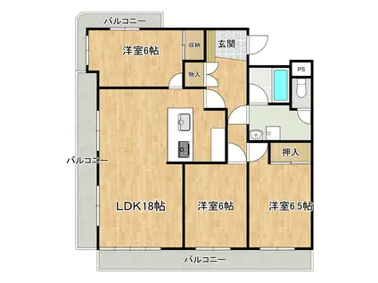 アーバン石坂(3LDK/1階)の間取り写真