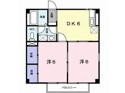 クレセント(2DK/2階)の間取り写真