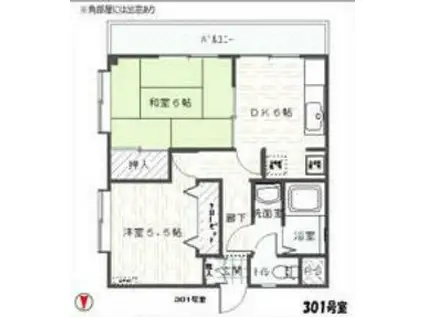 第3奥田マンション(2DK/3階)の間取り写真