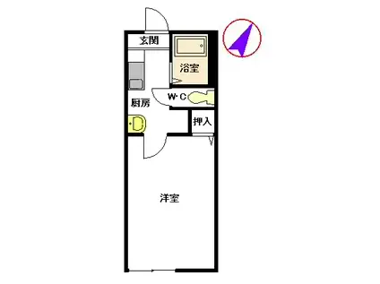 ソフィア月出  B棟(1K/1階)の間取り写真