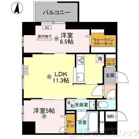 ダイワシティー新大阪(2LDK/1階)の間取り写真