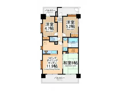 ライオンズステーションプラザ町田(3LDK/3階)の間取り写真