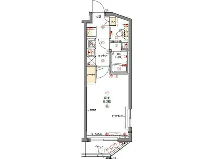 グロウワード東京ノースアリビエ(1K/3階)の間取り写真