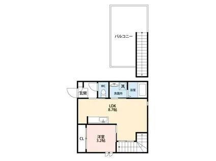 GRANDOTIC CENTRAL CHIBA(1LDK/2階)の間取り写真