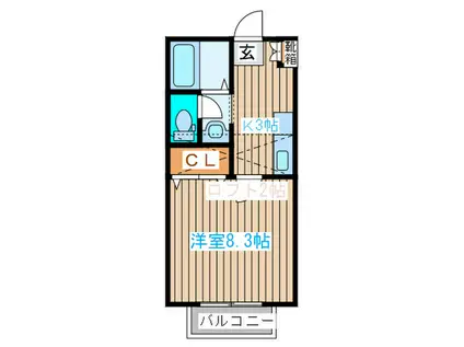 コリーヌ南光台I(1K/2階)の間取り写真