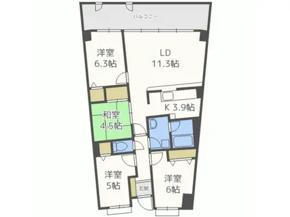 アイランドシティインフィニガーデンサウス棟(4LDK/8階)の間取り写真