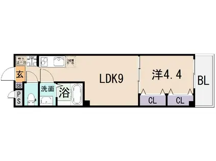 ルシエル(1LDK/1階)の間取り写真