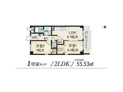 ウィルあじま(2LDK/3階)の間取り写真