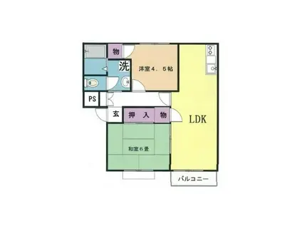 SUNハイツ B棟(2LDK/1階)の間取り写真