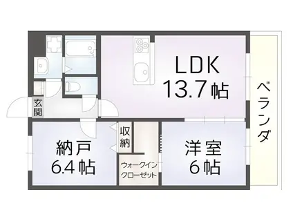 シャルレ7番館(2LDK/2階)の間取り写真
