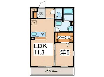 リブリ・シャルマンドミール(1LDK/2階)の間取り写真