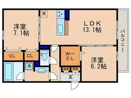 ステーブルコート淡海(2LDK/1階)の間取り写真