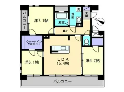 ロイヤルガーデン那珂(3LDK/4階)の間取り写真