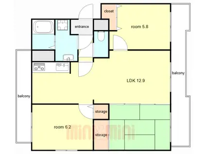 井吹東シティコート(3LDK/2階)の間取り写真