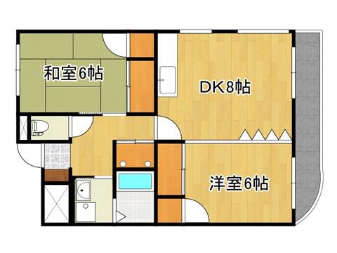 依田ハイツD(2DK/2階)の間取り写真
