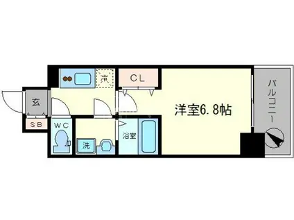 サムティ江戸堀アサント(1K/4階)の間取り写真