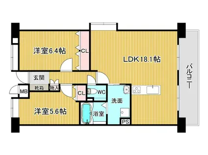 SOLASIA RESIDENCE池田(2LDK/3階)の間取り写真