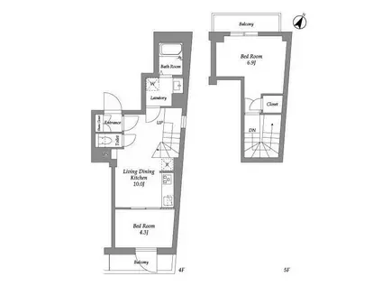 ザ・レジデンス用賀(2LDK/4階)の間取り写真
