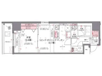西日暮里フラッツ(1LDK/11階)の間取り写真