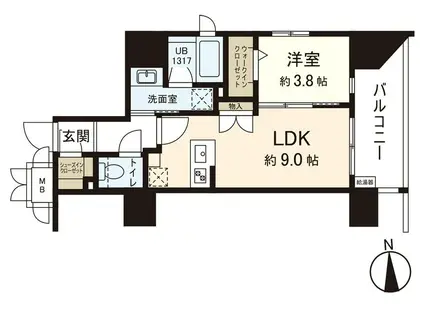 シーズンフラッツ仙台鉄砲町(1LDK/6階)の間取り写真