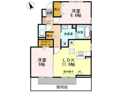 ソンテビアン(2LDK/1階)の間取り写真