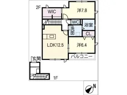 プランドールA(2LDK/2階)の間取り写真
