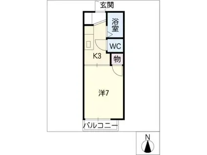 コーポフジII(1K/2階)の間取り写真