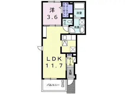メゾンユーグレナ(1LDK/1階)の間取り写真