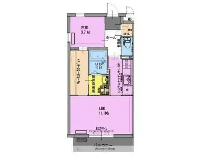 ラフィーナパレス宮崎東(1LDK/2階)の間取り写真