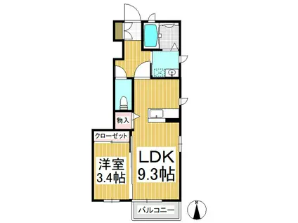 パーク・フジ(1LDK/1階)の間取り写真