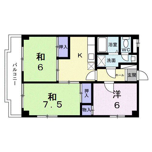 メゾンクレスト(3K/4階)の間取り写真