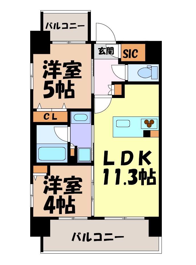 プレサンス ロジェ 栄パークサウス(2LDK/9階)の間取り写真