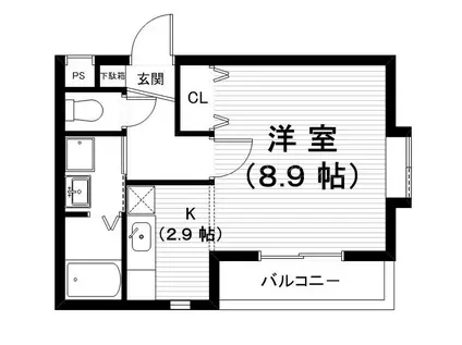 コープ美山(1K/2階)の間取り写真