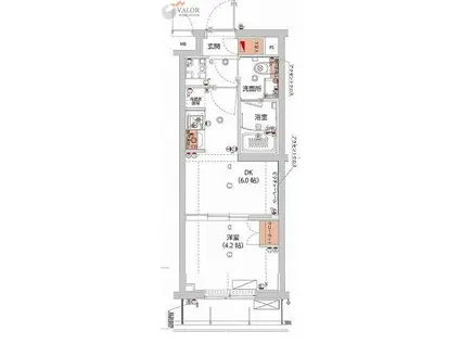 ハーモニーレジデンス武蔵小杉フォレストスクエア(1DK/1階)の間取り写真