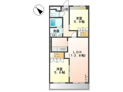 ベル・グラース(2LDK/2階)の間取り写真