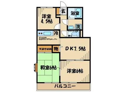 ビラージュ万願寺(3DK/2階)の間取り写真