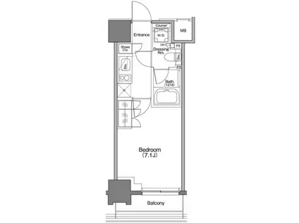 ザ・パークハビオ横浜白楽(1K/9階)の間取り写真