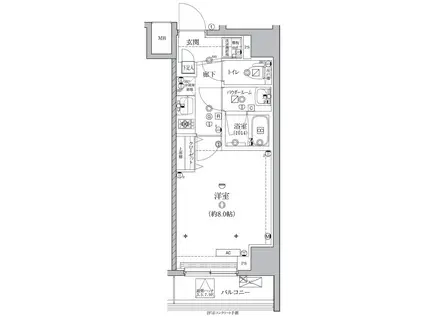 クオリタス綾瀬(1K/6階)の間取り写真