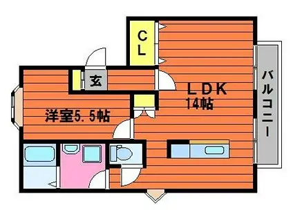 メゾン白神(1LDK/1階)の間取り写真