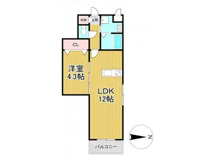 モアプラス西鉄久留米駅前(1LDK/2階)の間取り写真