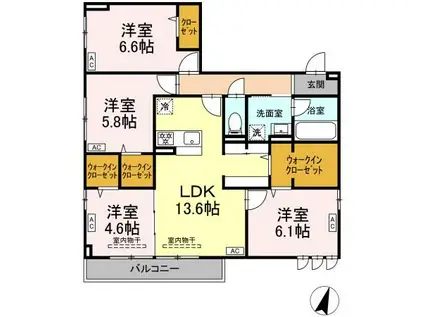 レジデンス湘南II(4LDK/2階)の間取り写真