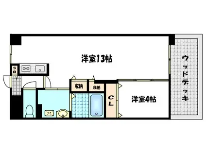 ベルエトフYII(1LDK/1階)の間取り写真
