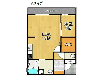 アドマス鶴原D棟(1LDK/2階)の間取り写真