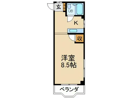 第一イワイハイツ(1K/3階)の間取り写真