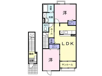 グラン・ソーレ I(2LDK/2階)の間取り写真