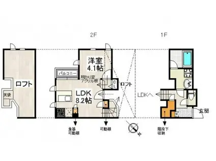 CB千早エクラ1(1LDK/1階)の間取り写真