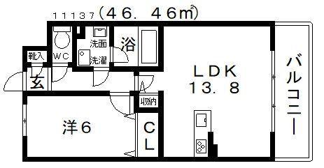 セレーナ(1LDK/1階)の間取り写真