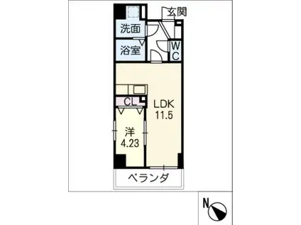 GRAN DUKE 四日市中部(1LDK/12階)の間取り写真