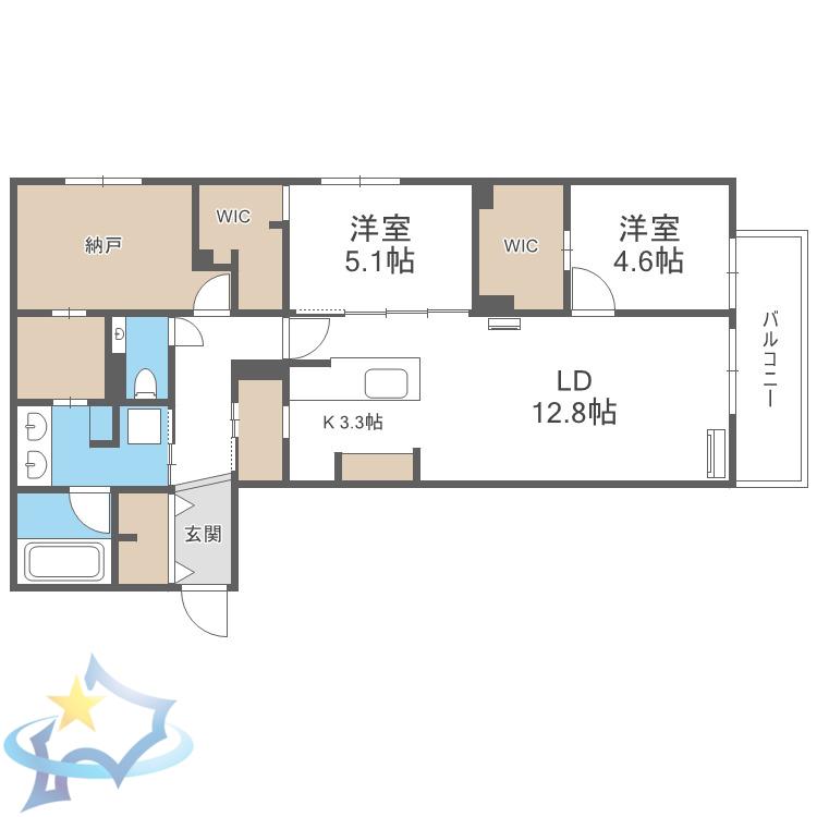 LEIALII511(2SLDK/1階)の間取り写真